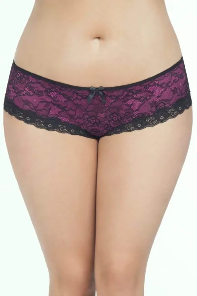 Cage Back Lace Panty - 1x2x - Black-pink