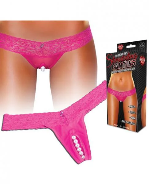 Crotchless Panties Pearl Beads Hot Pink S/M — image 5 of 8