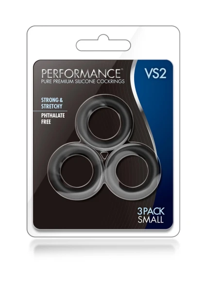 Performance VS2 Pure Premium Small Silicone Cock Rings By Blush Novelties - Black