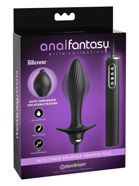 Anal Fantasy Elite Auto-Throb Inflatable Vibrating Plug - Black