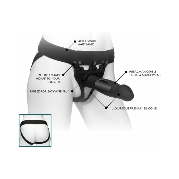 Body Extensions Hollow Large Dong Strap On Set Black