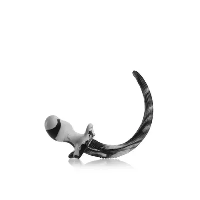 Puppy Tail Buttplug Pug 3 25 Inch White black Small