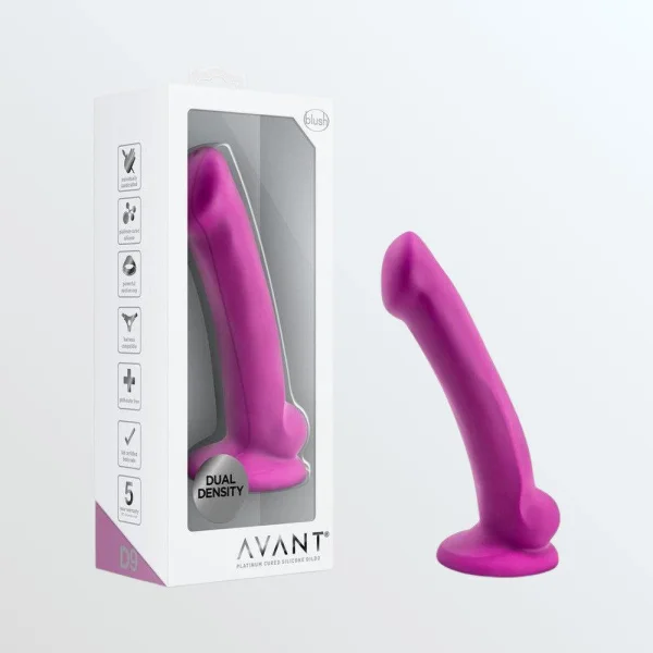 Avant D9 Ergo Mini Silicone Suction Cup Dildo by Blush - Violet