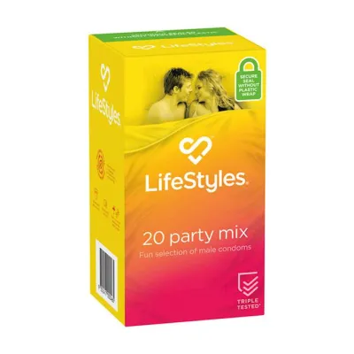 Lifestyles Healthcare Party Mix Condoms 20 Pack Multi Regular