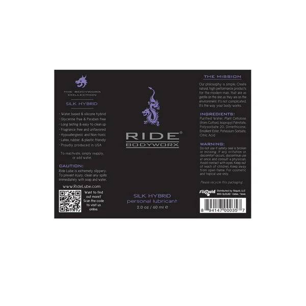 Ride BodyWorx Silk - Silicone &amp; Water Lubricant | 2oz — image 15 of 16