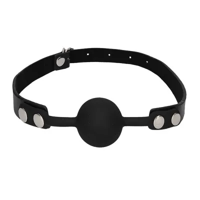 Ouch Black White Silicone Ball Gag Leather Straps