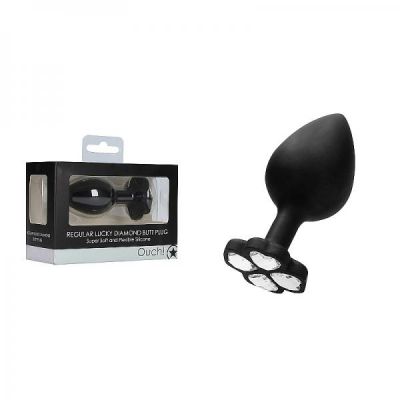 Ouch Regular Lucky Diamond Butt Plug Black