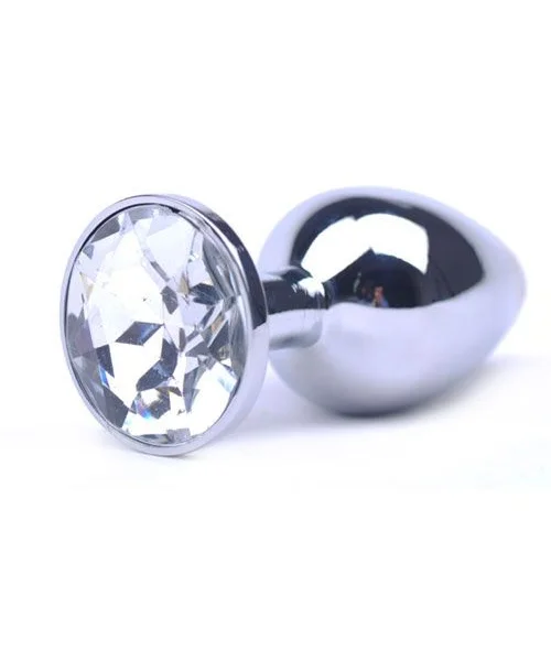Large Metal Anal Plug With Clear Crystal
