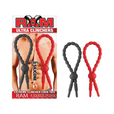 Ram Ultra Clinchers Cock Ties 2 Pack Red Black