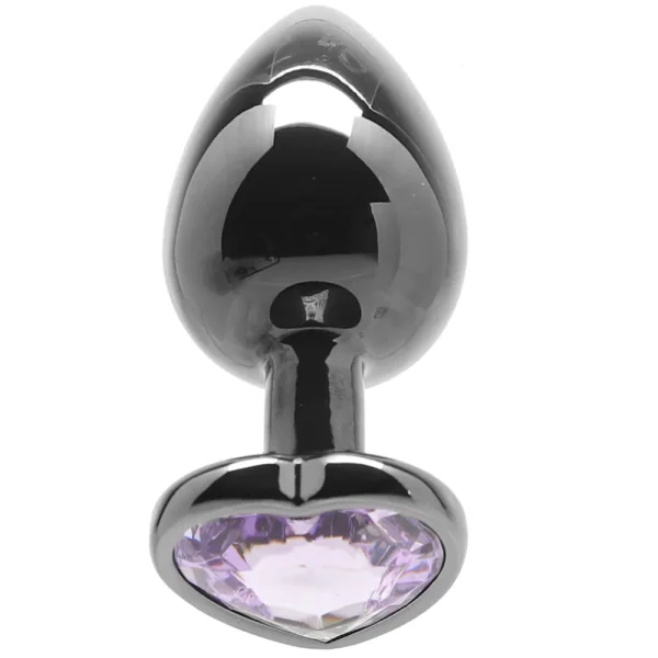 Shots Ouch! Heart Gem Butt Plug Large - Gunmetal/Amethyst