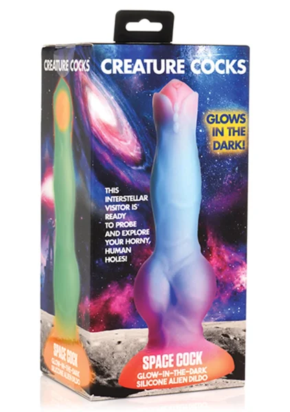 Space Cock Glow-in-The-Dark Alien 8.5" Silicone Suction Cup Dildo By Creature Cocks