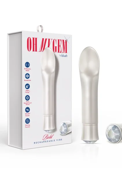 Oh My Gem Bold Rechargeable Waterproof Silicone Warming Vibrator By Blush - Diamond