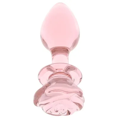 Booty Sparks Pink Rose Glass Anal Plug