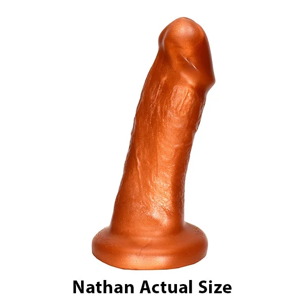 SquarePegToys® Nathan Harness SuperSoft Bronze Silicone Dildo with Suction Cup