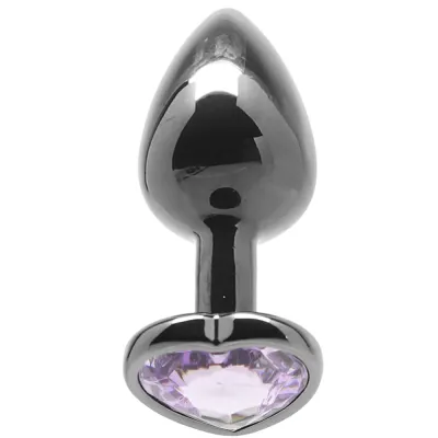 Shots Ouch Heart Gem Butt Plug Small Gunmetal Amethyst