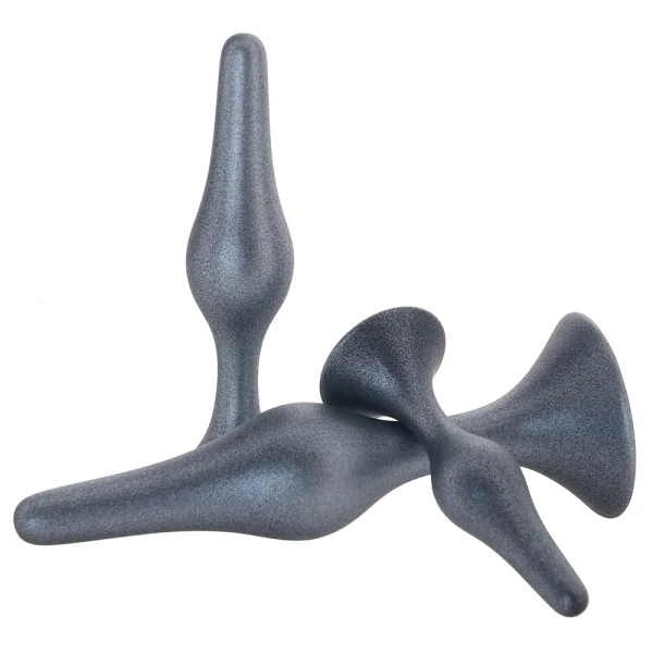 Anal Adventures Matrix Genesis 3-Piece Silicone Butt Plug Kit By Blush - Stellar Silver