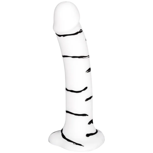 Mon Amour Love Sucks Black Stripe Suction Dildo - 7.7 Inch