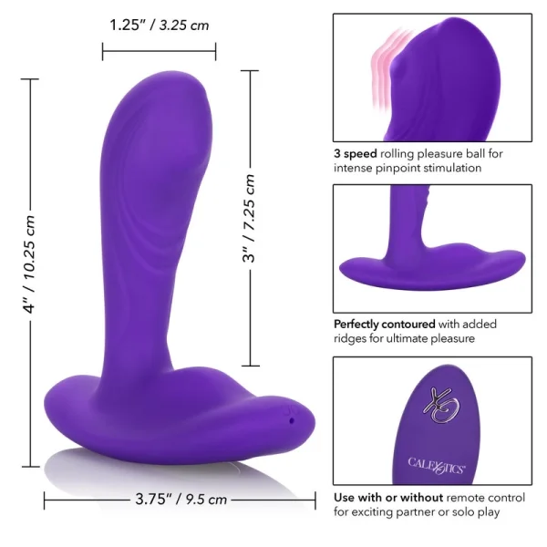 Silicone Remote Pinpoint Pleaser Vibrating Prostate Toy by CalExotics - Purple