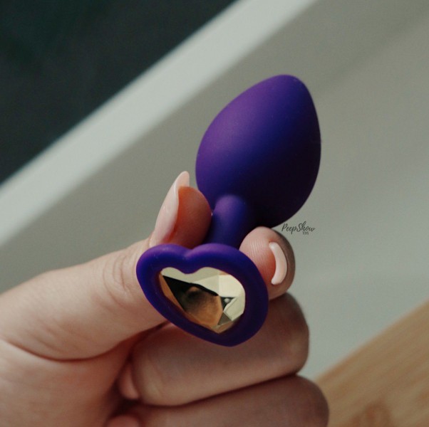 Blush Temptasia Bling Butt Plugs, Purple with Gold Gemstone - 3 Sizes