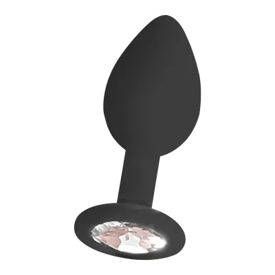 Ouch Black White Silicone Butt Plug With Removable Jewel Black