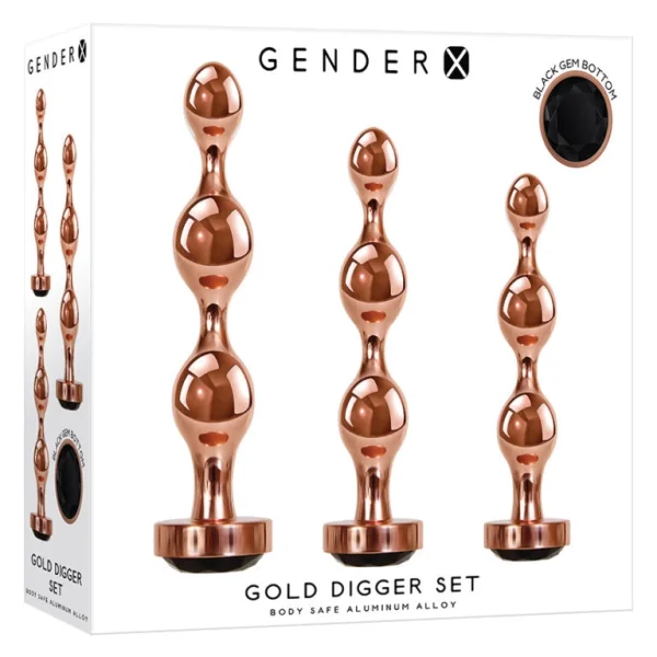 Gold Digger Set, 3-Pack Metal Anal Beads