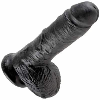 King Cock 8 Suction Cup Dildo With Balls Black