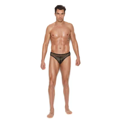 Men s Fishnet Thong Back Brief Small medium Black
