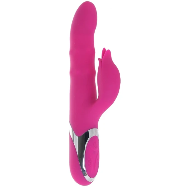 Enchanted Embrace Rechargeable Silicone Dual Stimulation Vibrator With Thrusting Beads By CalExotics