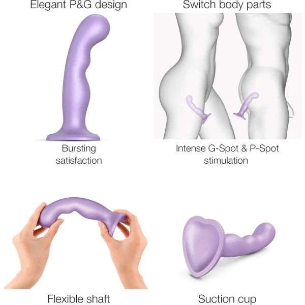 Strap-on-Me Hybrid Collection P&G Silicone Suction Cup Dildo - L Metallic Lilac