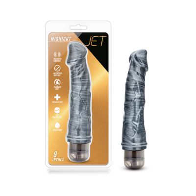 Jet Midnight Carbon Metallic Black Vibrating Dildo