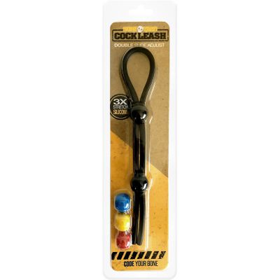 Boneyard Cock Leash Double Black Adjustable Cock Lasso Ring