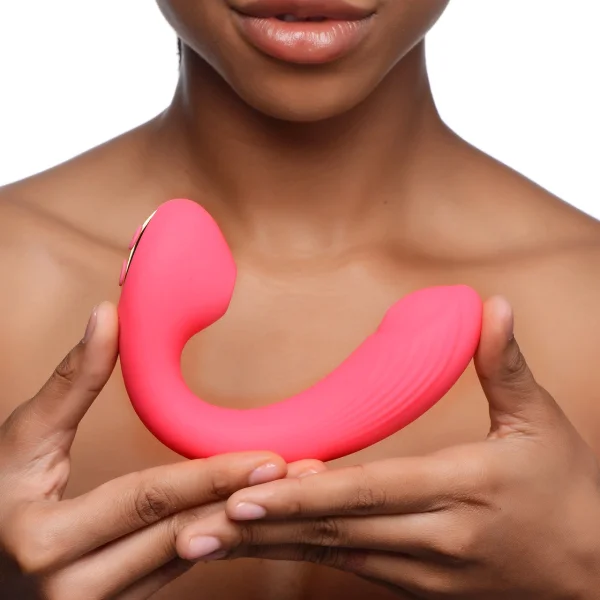 Shegasm Joy-Pulse Flexible Silicone G-Spot Pulsing Vibrator & Pressure Wave Clitoral Stimulator - Pink