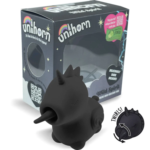 Unihorn Wild Spirit Licking Silicone Clitoral Vibrator - Black