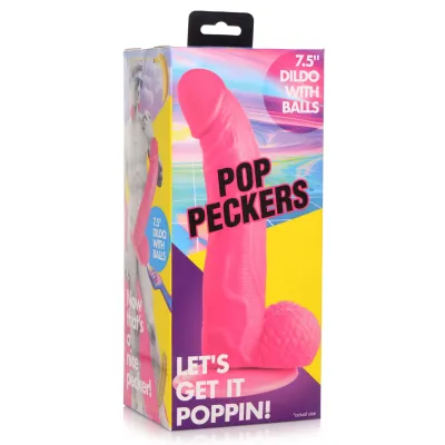 Pop Pecker 7 5 Inch Dildo With Balls Pink