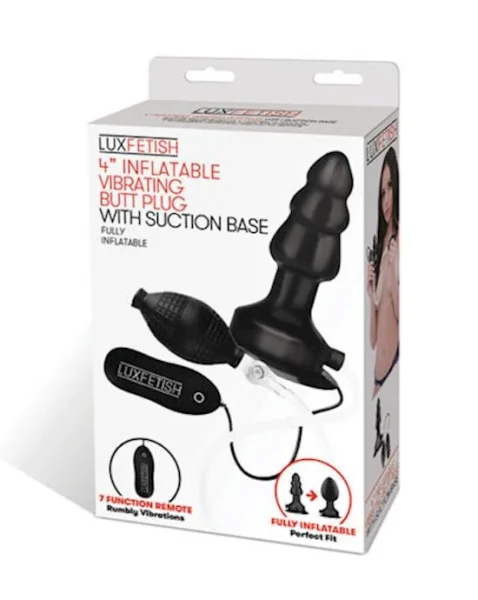 4" Inflatable Vibrating Butt Plug With Suction Base