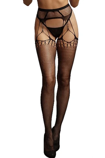Le Désir Black Shredded Suspender Pantyhose