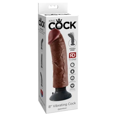 King Cock 8 Inch Vibrating Cock Brown