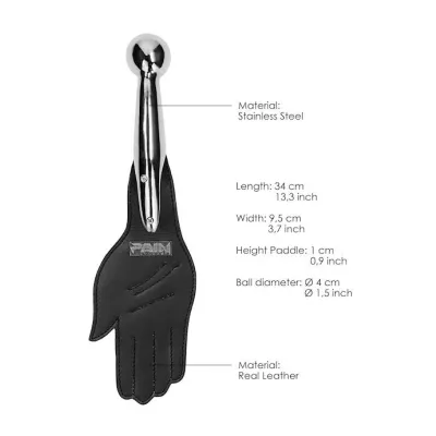 Saddle Leather Hand Paddle With Metal Ball Handle Black One Size