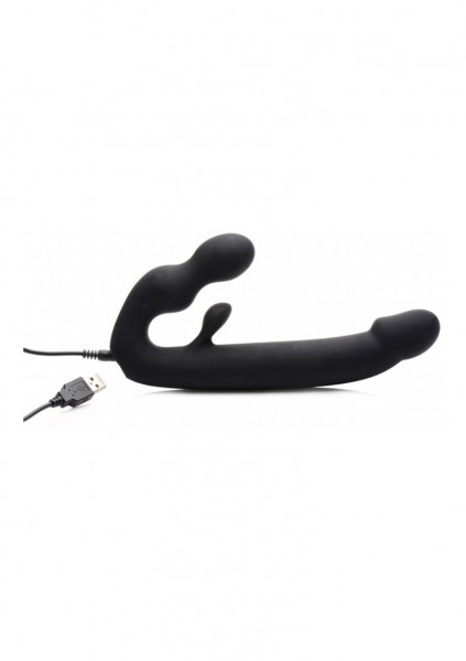 Tri-Volver Rechargeable Strapless Strap On - Black - Pegging Strap On