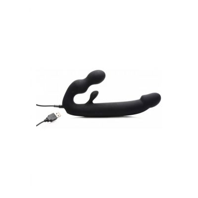 Tri Volver Rechargeable Strapless Strap On Black Pegging Strap On