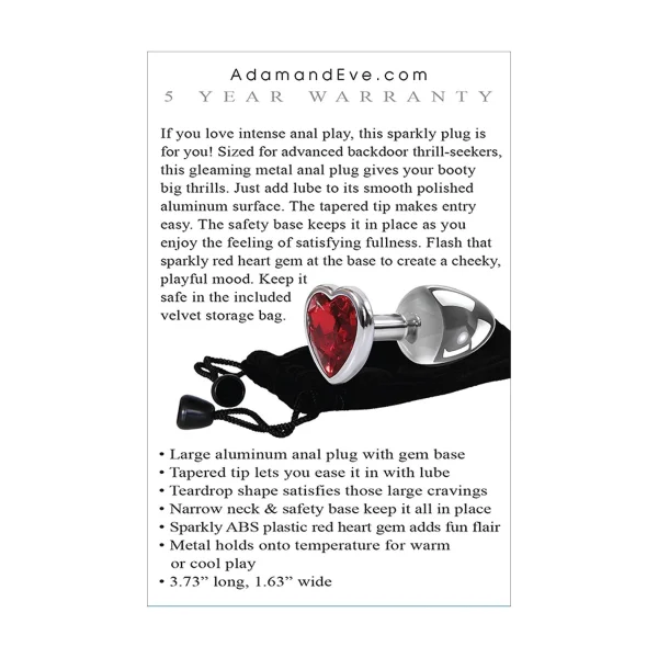 Adam & Eve Large Red Heart Gem Anal Plug