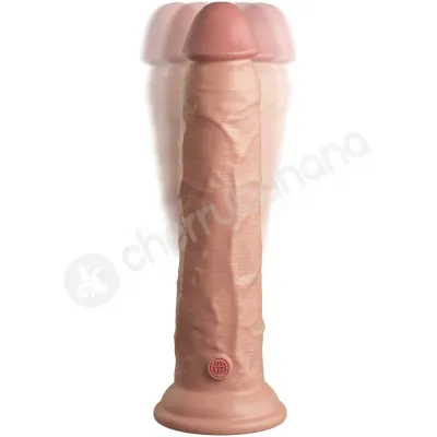 King Cock Elite 9 Vibrating Flesh Dual Density Cock Dildo With Remote