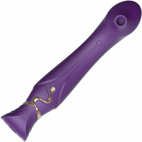 ZALO Queen Set Silicone Rechargeable G-Spot PulseWave Vibrator With Suction Sleeve - Twilight Purple