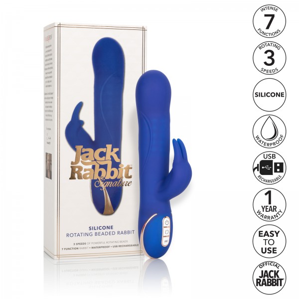 California Exotic 9" Silicone Rotating Beaded Jack Rabbit Vibrator