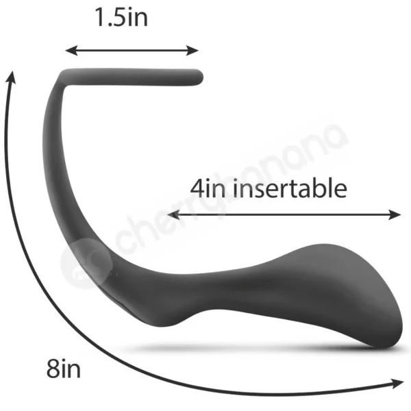 Anal Adventures Platinum Silicone Black Cock Ring With Prostate Plug