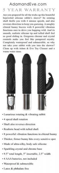 Black Diamond Silicone Rabbit Vibrator — image 4 of 8