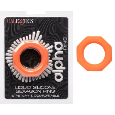 Alpha Liquid Silicone Sexagon Ring Orange