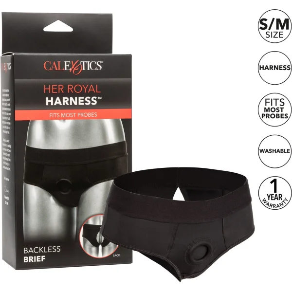 Her Royal Harness Backless Brief  Strap-On Harness by CalExotics - Small / Medium