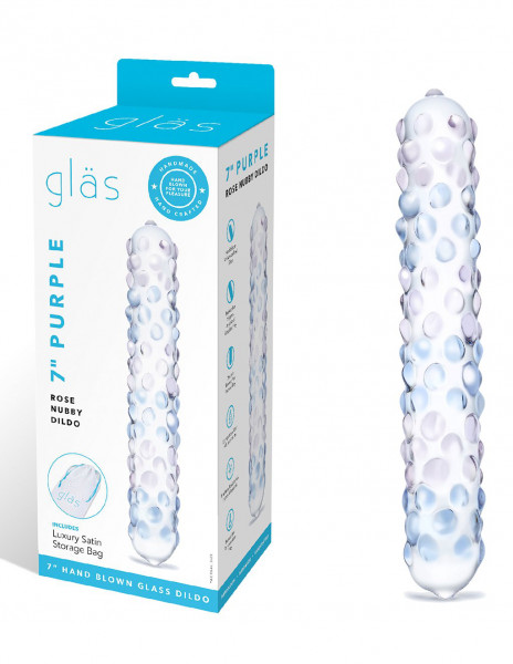 Glas 7" Purple Rose Nubby Dildo
