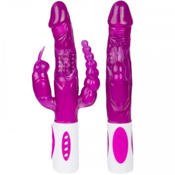 The Triple Treat Purple 3-Way Rabbit Vibrator